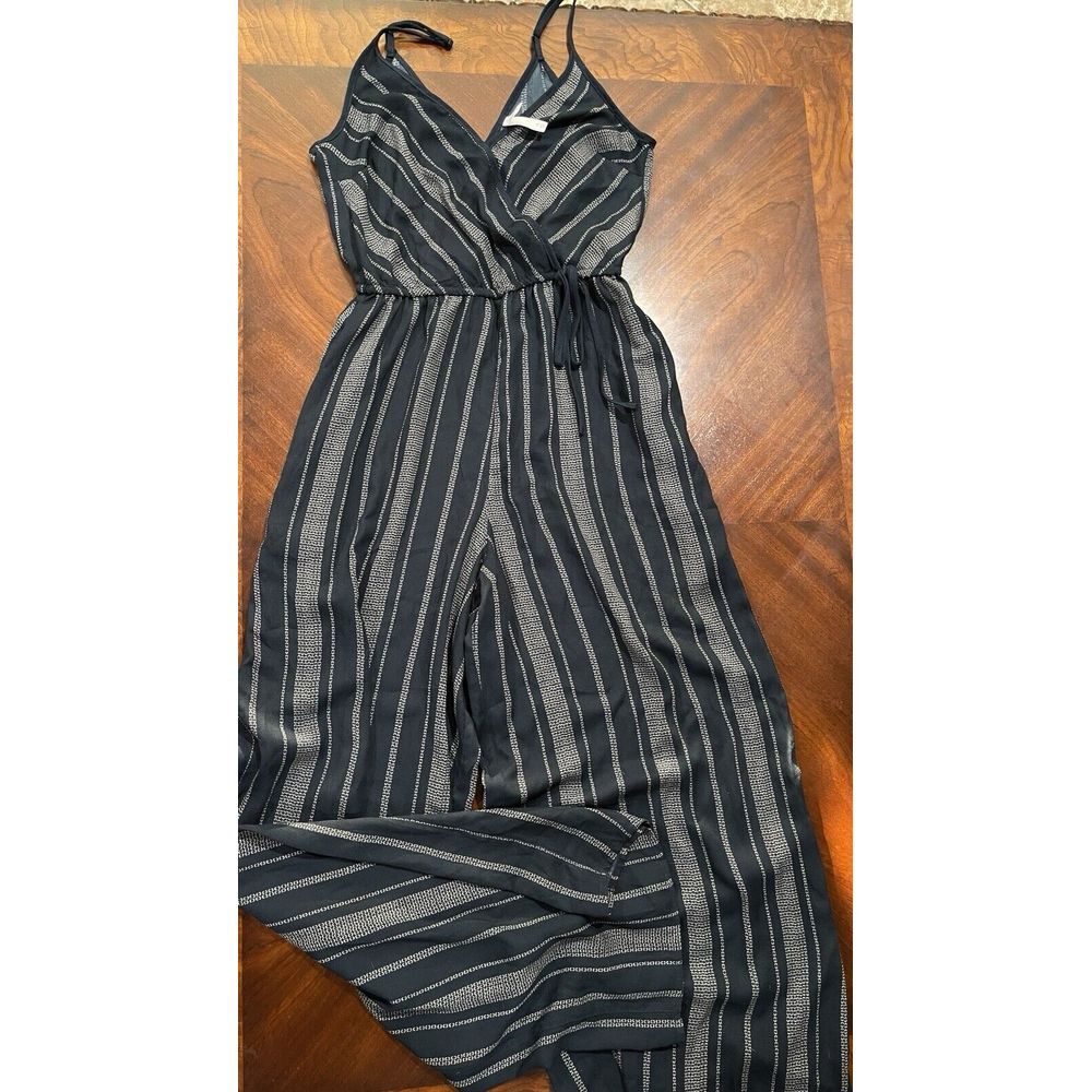 Xhilaration Women's Striped Blue And White‎ Wrap Wide Leg Jumpsuit Size X-small - Picture 8 of 16